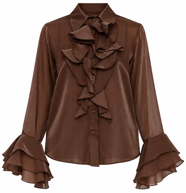 Actualee Camicia Donna Marrone CA627-17122-BROWN