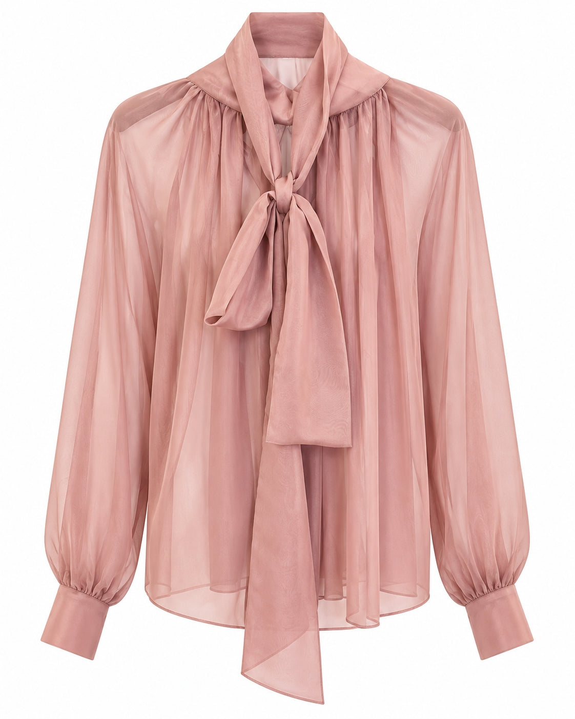 Actualee Camicia Donna Rosa Cipria in Tessuto Trasparente con Fiocco Removibile CA628-17123-PINK