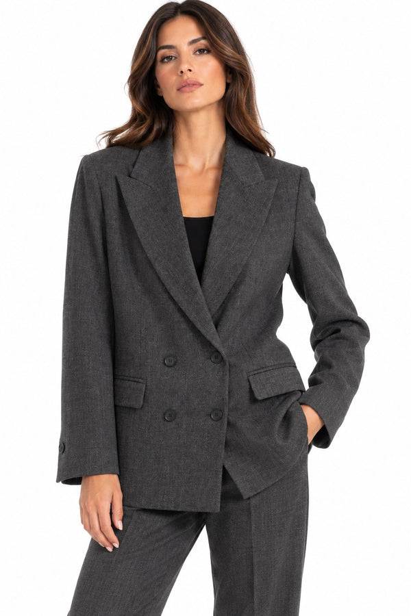 Actualee | Giacca Blazer Doppiopetto Donna | Grigio Antracite | GI1084-DQ150