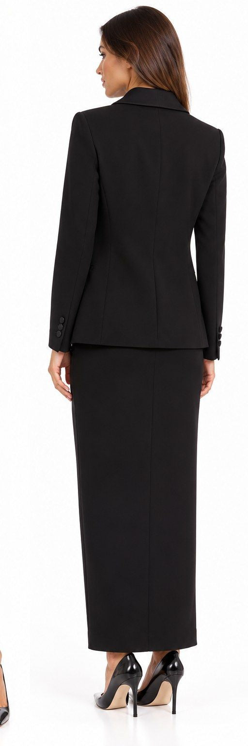 Actualee Gonna Lunga Donna Nera a Tubino con Spacco  GO3572-GO003