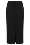 Actualee Gonna Lunga Donna Nera a Tubino con Spacco  GO3572-GO003
