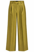 Actualee | Pantalone Donna Elegante a Gamba Larga con Pieghe Sartoriali | Verde Oliva | PA3043-17118-OLIVA