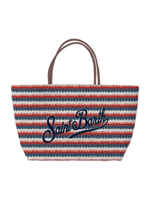 Mc2 Saint Barth Crochet Bag Crochet Tote Mid Stripes Tris 6141 Emb - Cro0008