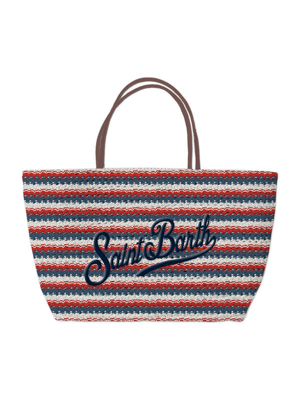 Mc2 Saint Barth Crochet Bag Crochet Tote Mid Stripes Tris 6141 Emb - Cro0008