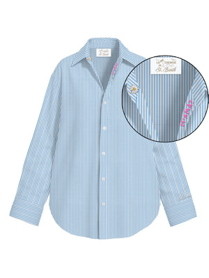 Mc2 Saint Barth Long Sleeve Shirt Cristal Seersucker Stripes V M Ama 31 Emb - Cys0001