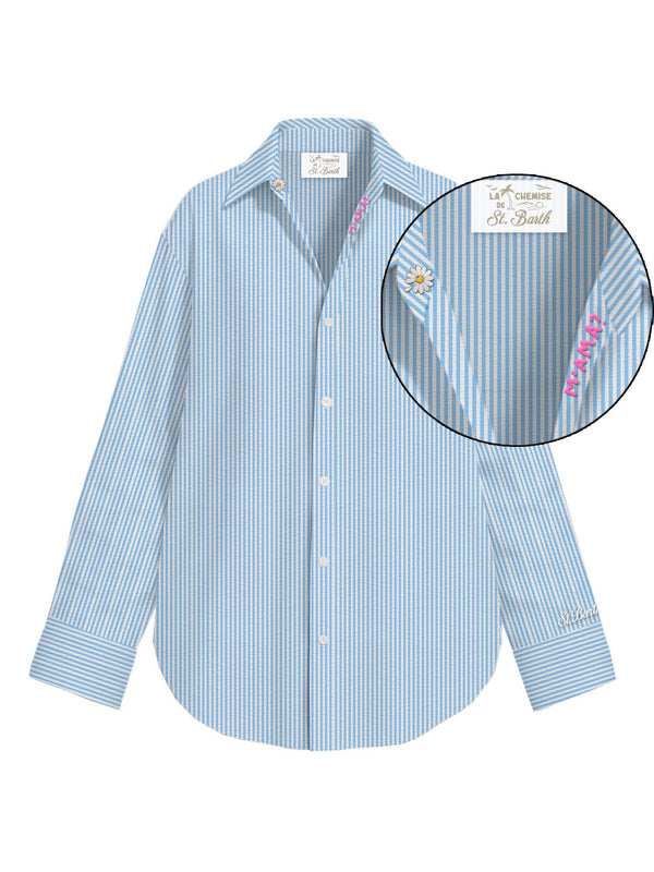 Mc2 Saint Barth Long Sleeve Shirt Cristal Seersucker Stripes V M Ama 31 Emb - Cys0001