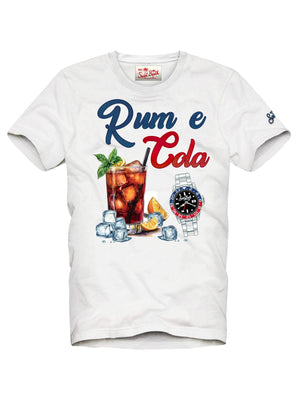 Mc2 Saint Barth Man Cotton T-Shrt With Front Print/Emb Denver Rum E Cola 01N - Dnv0002