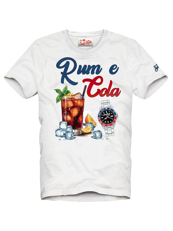 Mc2 Saint Barth Man Cotton T-Shrt With Front Print/Emb Denver Rum E Cola 01N - Dnv0002