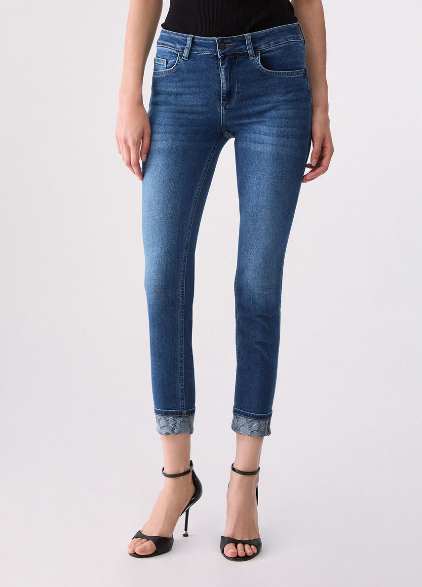 Liu Jo Jeans Monroe Bottom Up Donna Blu Denim con Dettagli Sparkling UF6006D0305-79077
