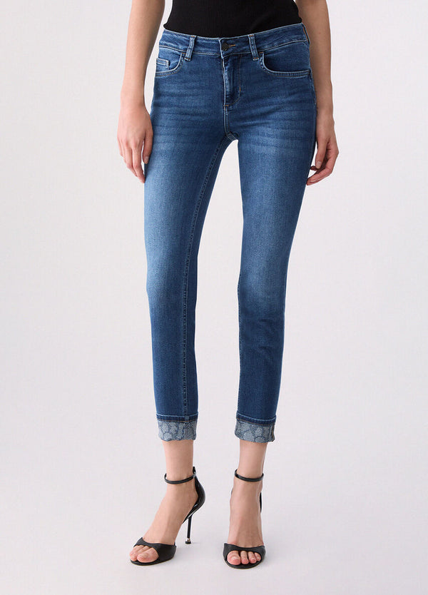 Liu Jo Jeans Monroe Bottom Up Donna Blu Denim con Dettagli Sparkling UF6006D0305-79077