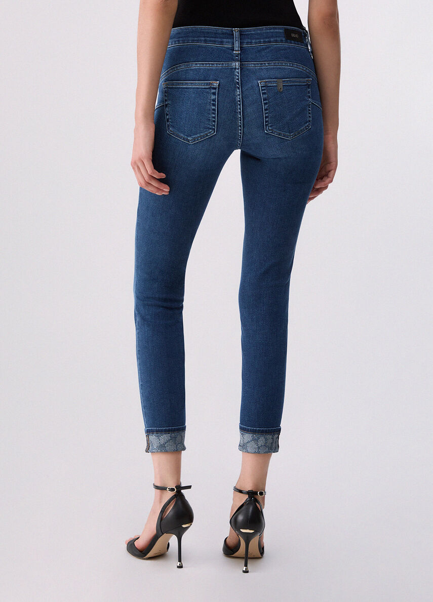 Liu Jo Jeans Monroe Bottom Up Donna Blu Denim con Dettagli Sparkling UF6006D0305-79077