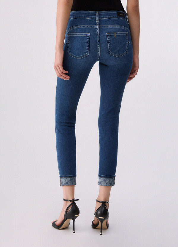 Liu Jo Jeans Monroe Bottom Up Donna Blu Denim con Dettagli Sparkling UF6006D0305-79077