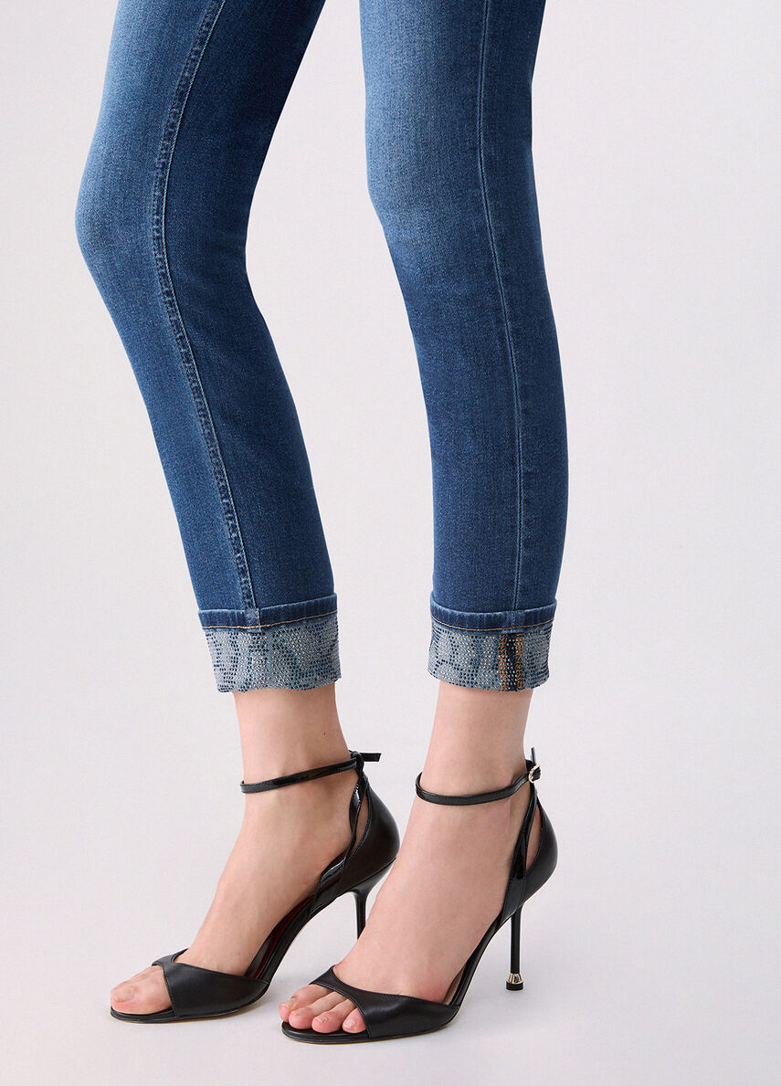 Liu Jo Jeans Monroe Bottom Up Donna Blu Denim con Dettagli Sparkling UF6006D0305-79077