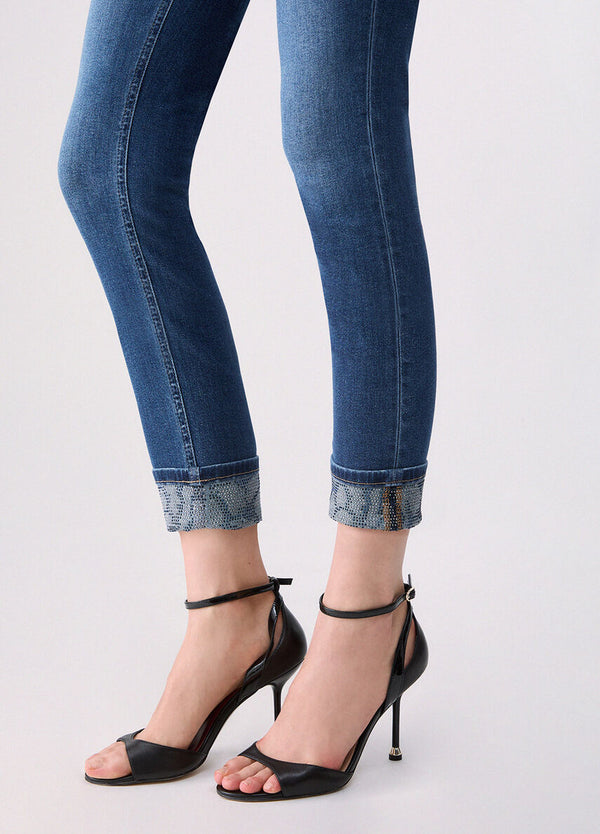 Liu Jo Jeans Monroe Bottom Up Donna Blu Denim con Dettagli Sparkling UF6006D0305-79077