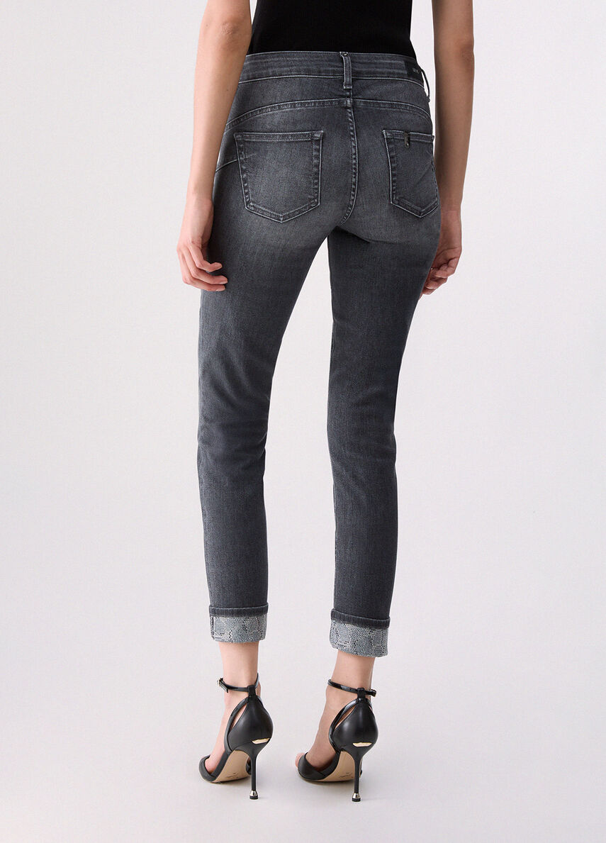 Liu Jo Jeans Monroe Bottom Up Donna Grigio Denim con Dettagli Sparkling UF6006D0305-87506