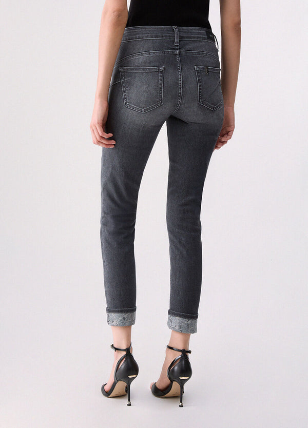 Liu Jo Jeans Monroe Bottom Up Donna Grigio Denim con Dettagli Sparkling UF6006D0305-87506