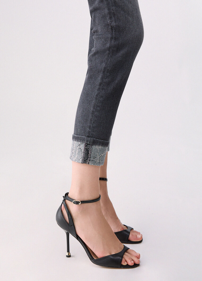 Liu Jo Jeans Monroe Bottom Up Donna Grigio Denim con Dettagli Sparkling UF6006D0305-87506