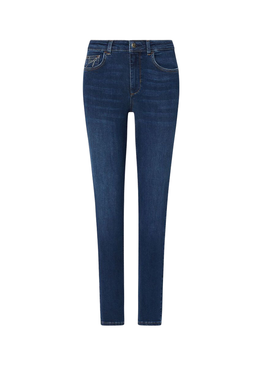 Liu Jo Jeans Skinny Donna B.UP Divine Vita Alta Denim Blu Used con Applicazioni UF6013D0356-79087