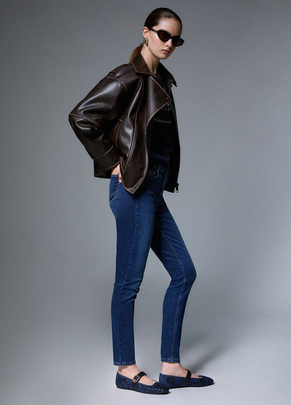 Liu Jo Jeans Skinny Donna B.UP Divine Vita Alta Denim Blu Used con Applicazioni UF6013D0356-79087