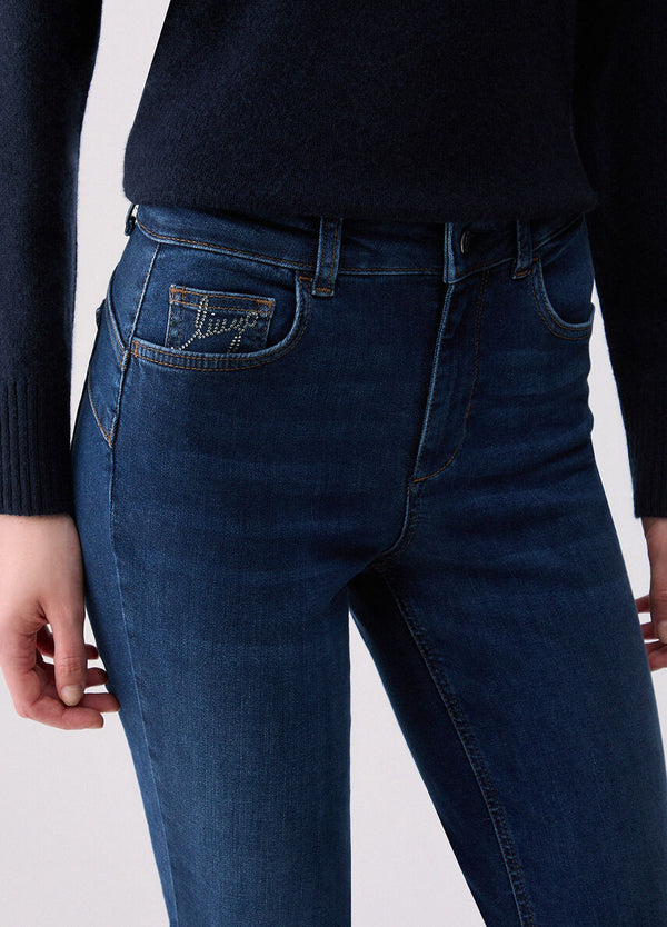 Liu Jo Jeans Skinny Donna B.UP Divine Vita Alta Denim Blu Used con Applicazioni UF6013D0356-79087