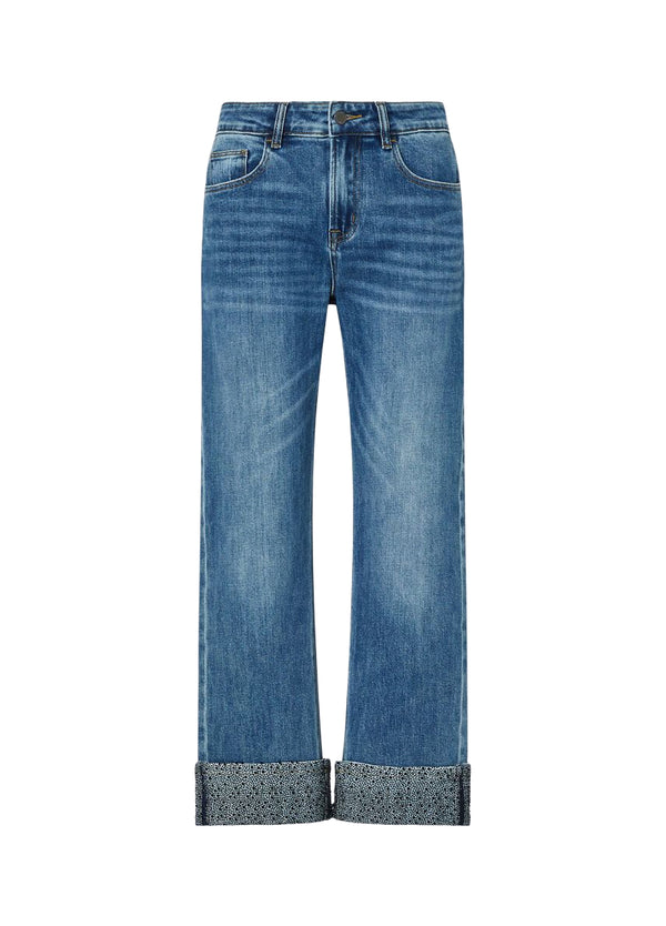 Liu Jo Jeans Straight Donna a Vita Regolare Denim Blu con Fiori UF6113D0365-79094