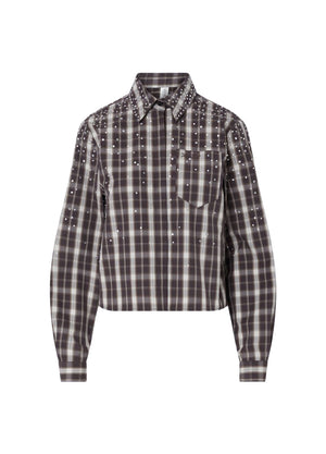 Liu Jo Camicia Donna Manica Lunga Check Walnut con Dettagli Gioiello UF6149T774A-L9474