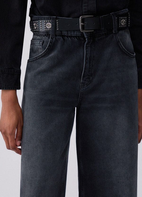 Liu Jo Jeans Donna Candy Belt Vita Alta Nero Denim con Cintura UF6186D0370-87526