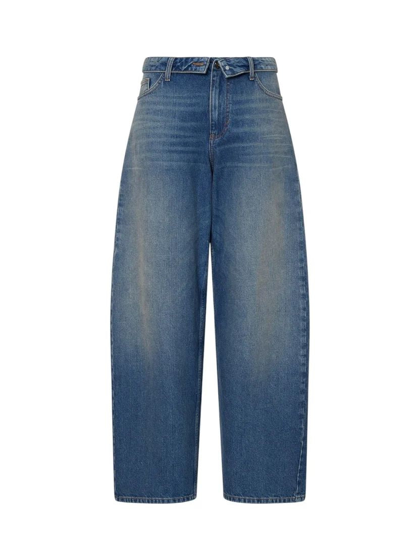 Liu Jo Jeans Donna Wide Leg Denim Blu con Cintone Risvoltato e Zip  Capsule Elodie UF6500D0396-79156