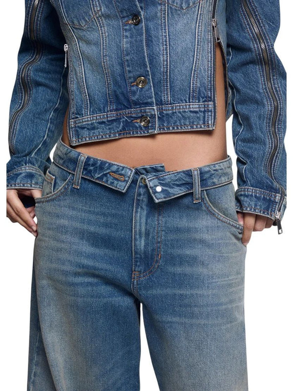 Liu Jo Jeans Donna Wide Leg Denim Blu con Cintone Risvoltato e Zip  Capsule Elodie UF6500D0396-79156