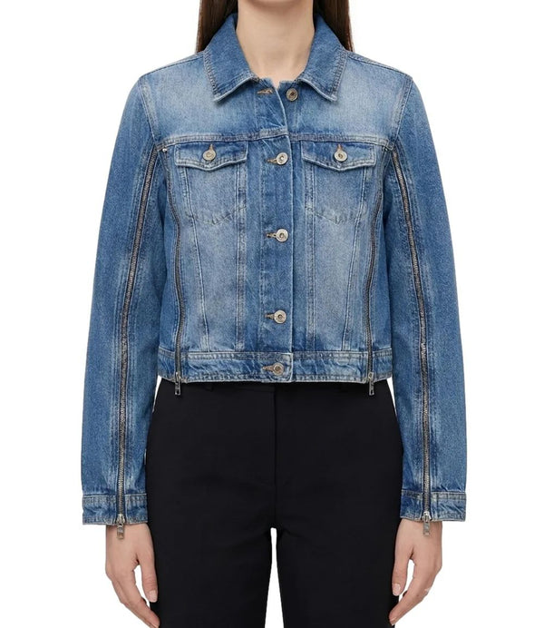 Liu Jo Giubbino Donna in Denim Blu Vintage con Zip  Capsule Elodie UF6501D0396-79156