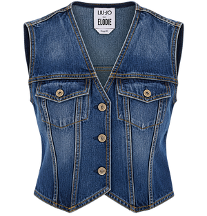 Liu Jo x Elodie Gilet Donna Mini in Denim Blu Y2K Wash UF6502D0398-79158