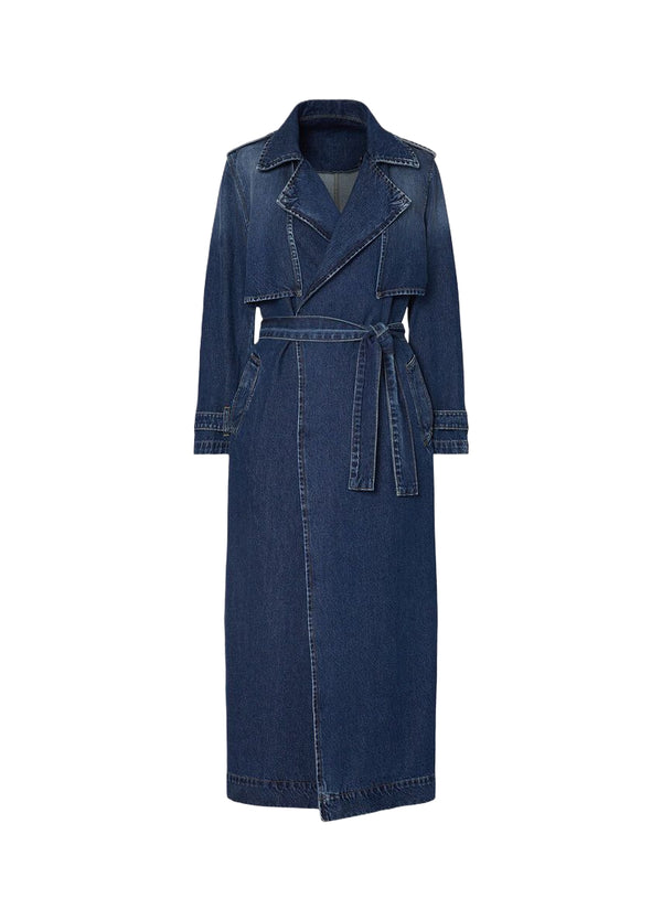 Liu Jo x Elodie Trench Donna Lungo in Denim Blu Y2K Wash UF6503D0398-79158