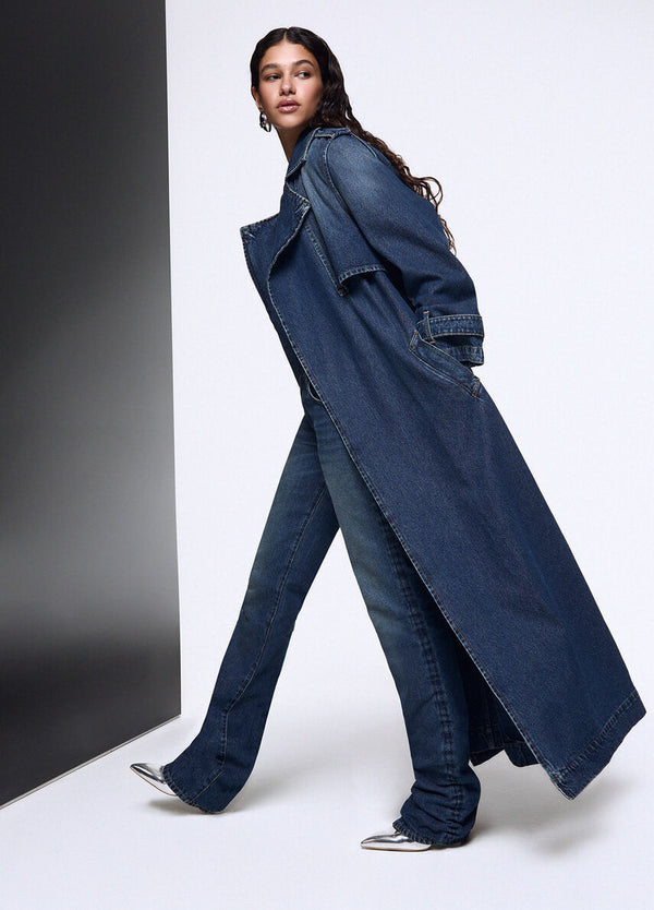 Liu Jo x Elodie Trench Donna Lungo in Denim Blu Y2K Wash UF6503D0398-79158
