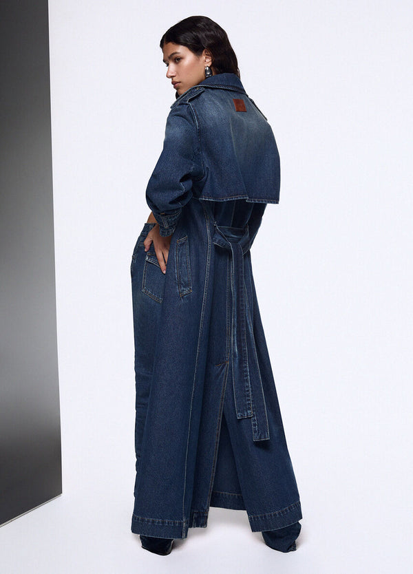 Liu Jo x Elodie Trench Donna Lungo in Denim Blu Y2K Wash UF6503D0398-79158