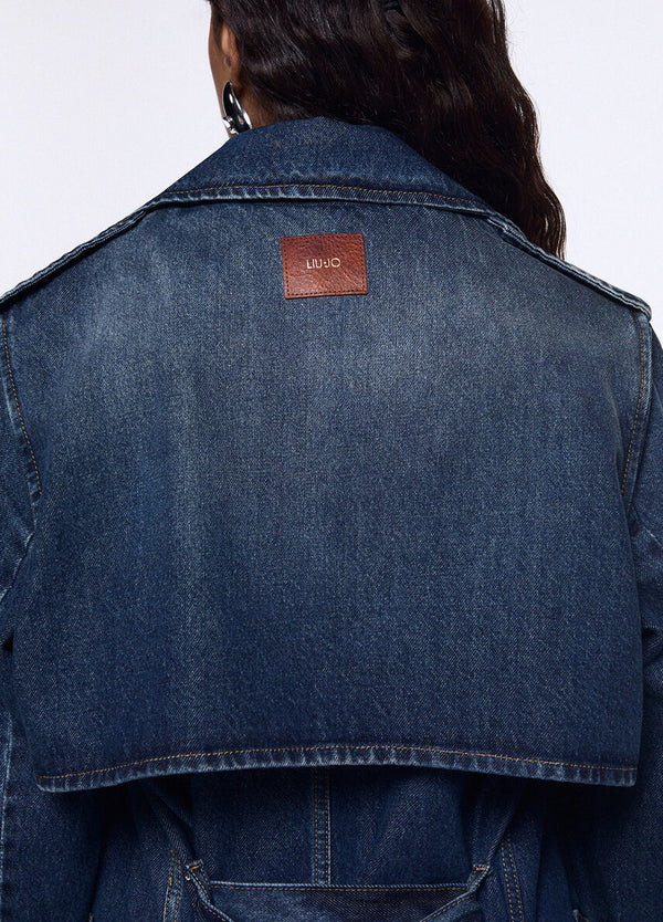 Liu Jo x Elodie Trench Donna Lungo in Denim Blu Y2K Wash UF6503D0398-79158