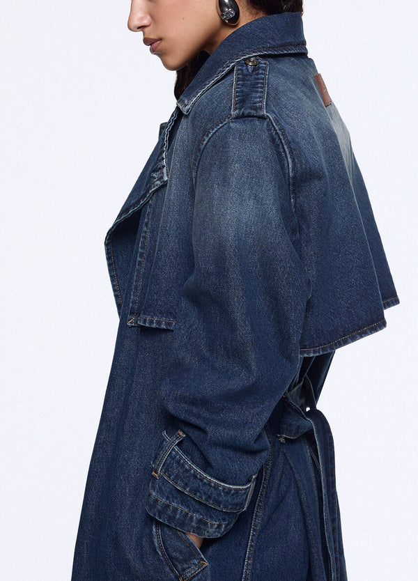 Liu Jo x Elodie Trench Donna Lungo in Denim Blu Y2K Wash UF6503D0398-79158