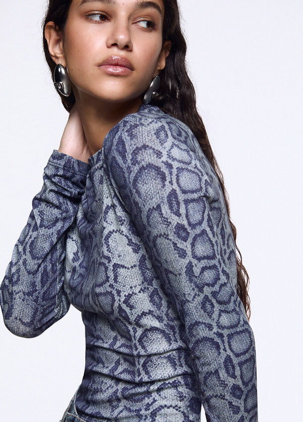 Liu Jo x Elodie T-Shirt Donna Manica Lunga Snake UF6515J1624-L9681