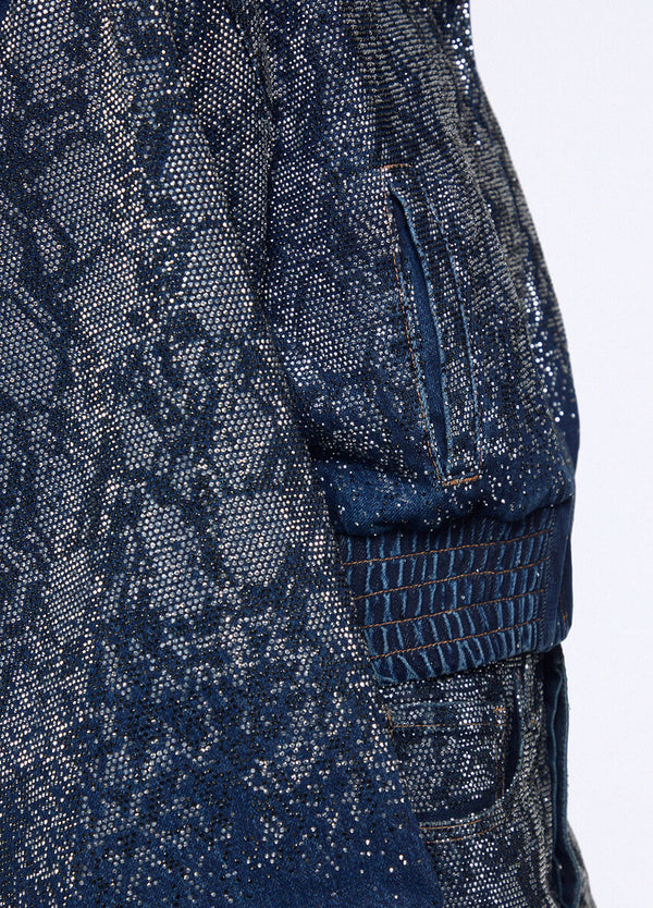 Liu Jo x Elodie Bomber Corto Donna in Denim Blu con Strass UF6521D4854-79155