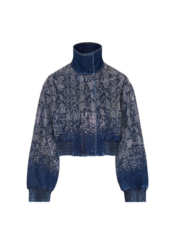 Liu Jo x Elodie Bomber Corto Donna in Denim Blu con Strass UF6521D4854-79155