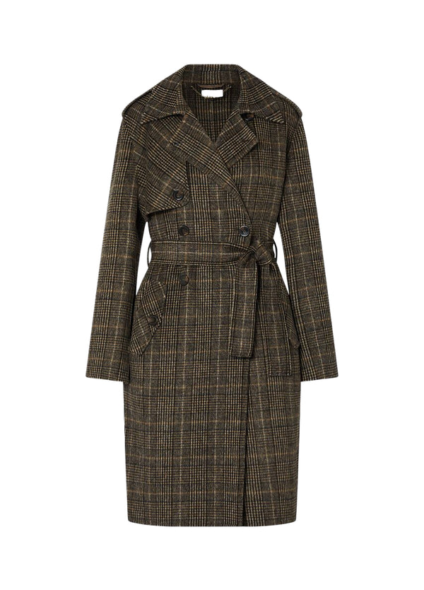 Liu Jo Cappotto Donna Cammello Check a Quadri con Cintura WF6006T677A-S9072