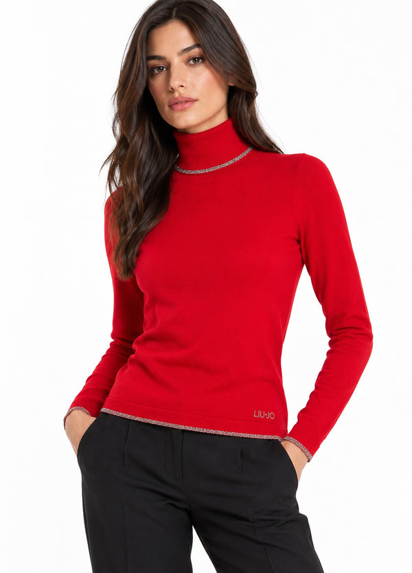 Liu Jo Dolcevita Donna Basic Fit Scarlet con Dettagli Lurex WF6013MS49I-92033