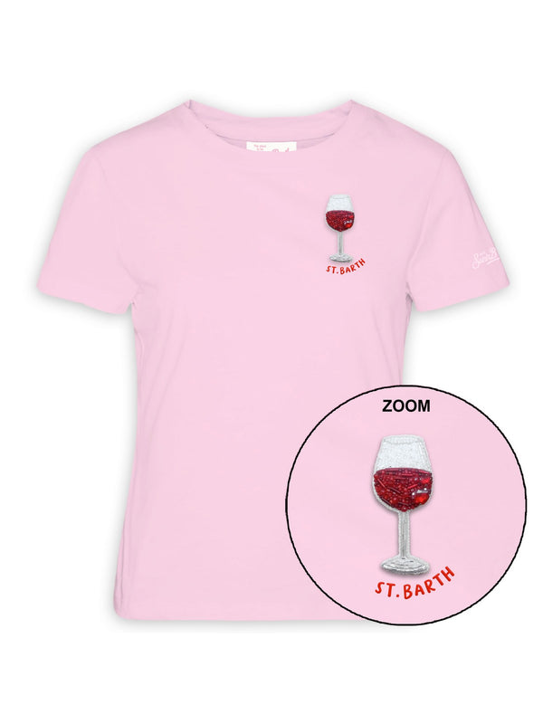 Mc2 Saint Barth Woman Cotton Tshirt Emilie Sb Wine 20 Beads Emb - Emi0001