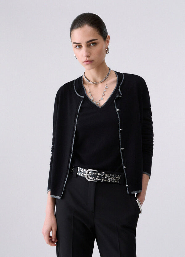Liu Jo Cardigan Donna Nero Maglia Aperta Maniche Lunghe WF6014MS49I-22222