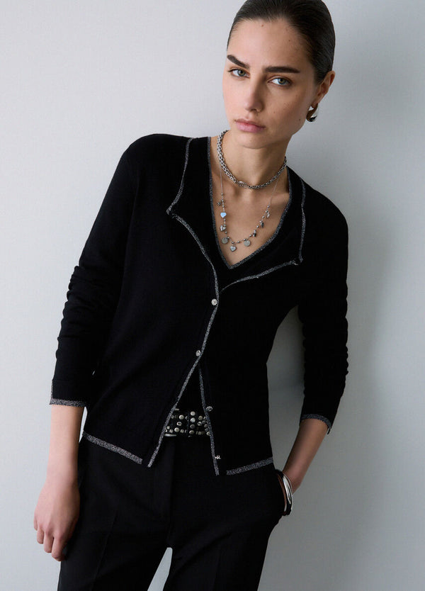 Liu Jo Cardigan Donna Nero Maglia Aperta Maniche Lunghe WF6014MS49I-22222