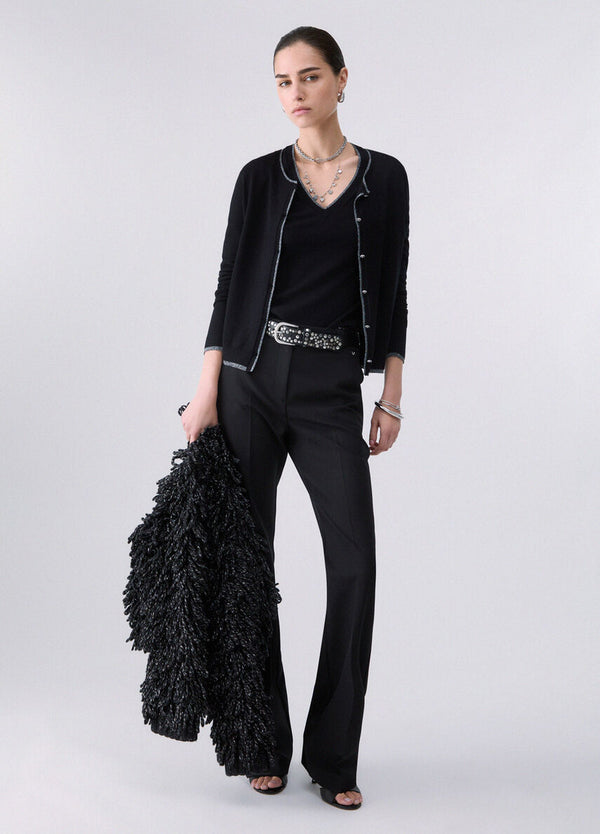 Liu Jo Cardigan Donna Nero Maglia Aperta Maniche Lunghe WF6014MS49I-22222