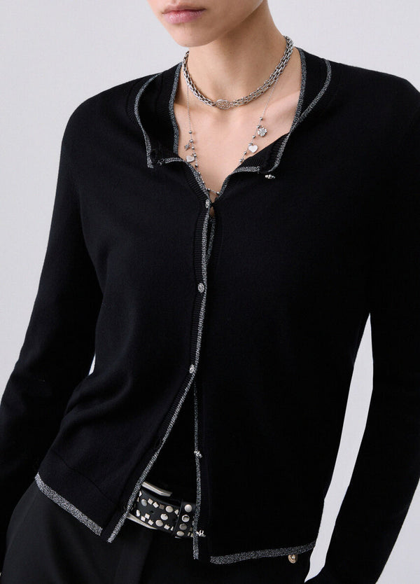 Liu Jo Cardigan Donna Nero Maglia Aperta Maniche Lunghe WF6014MS49I-22222