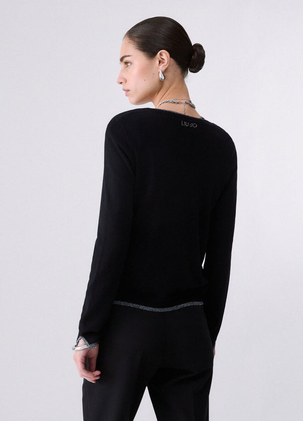 Liu Jo Cardigan Donna Nero Maglia Aperta Maniche Lunghe WF6014MS49I-22222