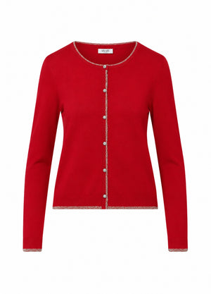 Liu Jo Cardigan Donna Scarlet con Profili Lurex e Bottoni Gioiello WF6014MS49I-92033