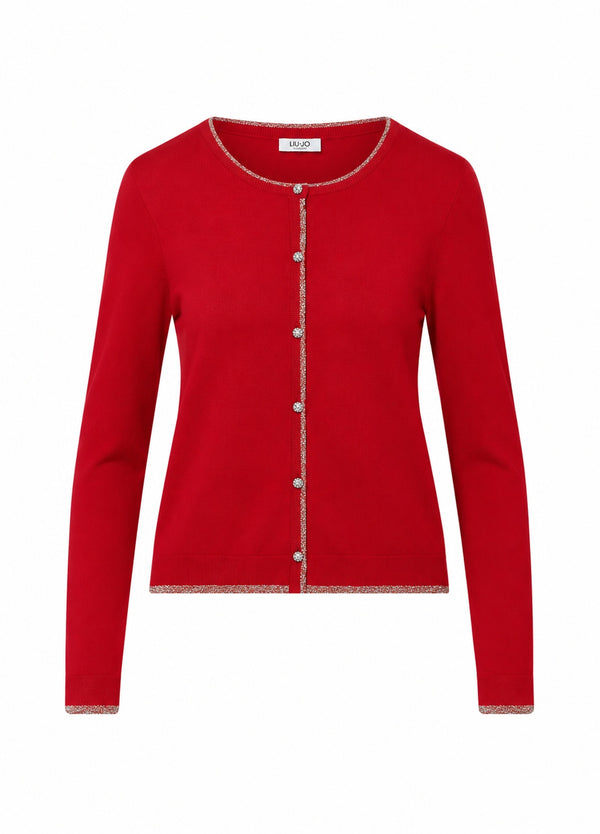 Liu Jo Cardigan Donna Scarlet con Profili Lurex e Bottoni Gioiello WF6014MS49I-92033