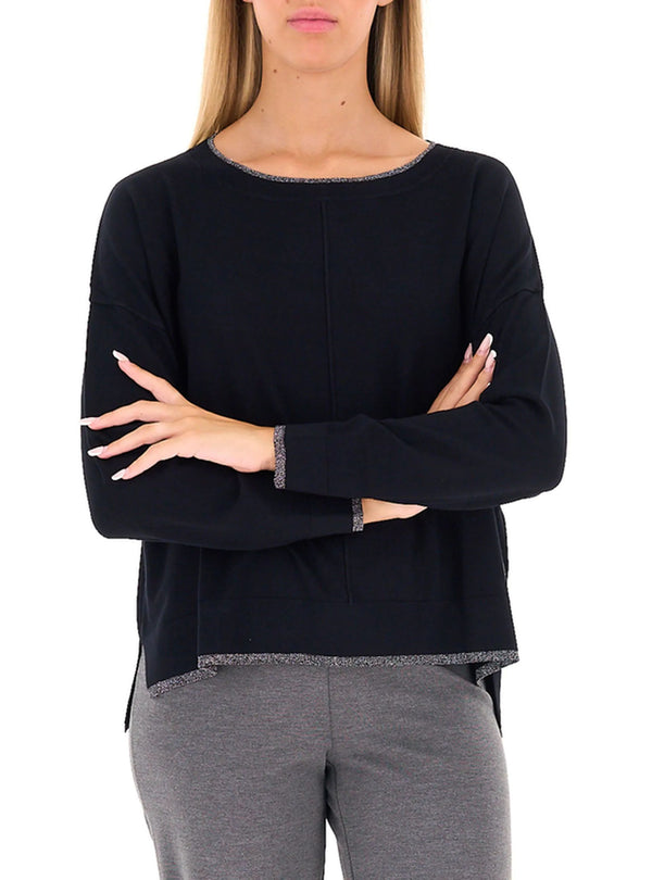 Liu Jo Maglia Donna Nera Girocollo a Maniche Lunghe WF6016MS49I-22222